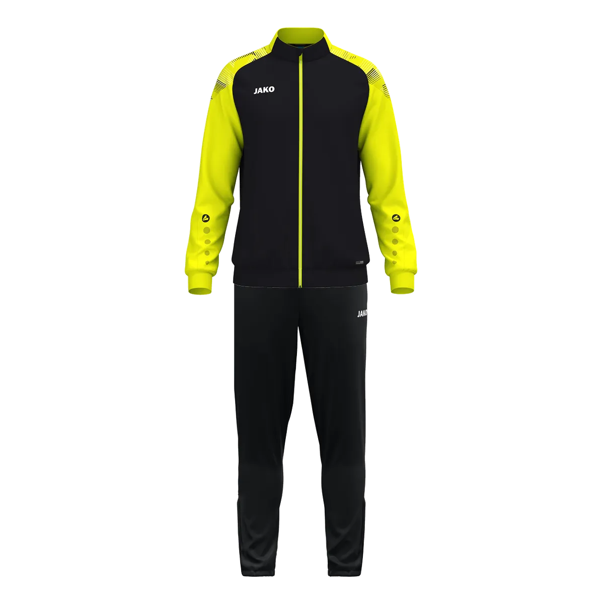 JAKO Trainingsanzug Sonic Kinder schwarz/neongelb Front 