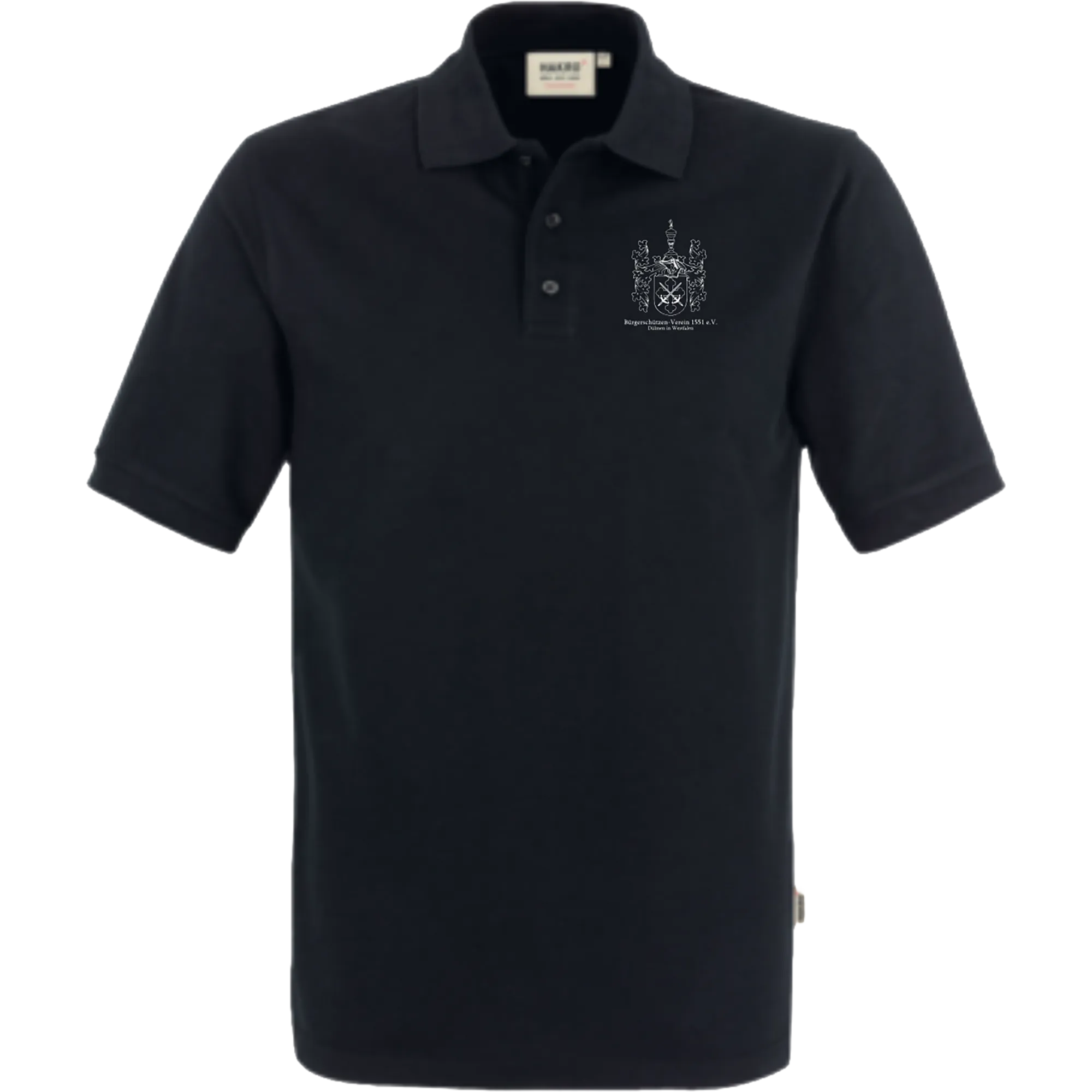 BIGTIME Bürgerschützen | Polo Wappen weiß schwarz Herren Front