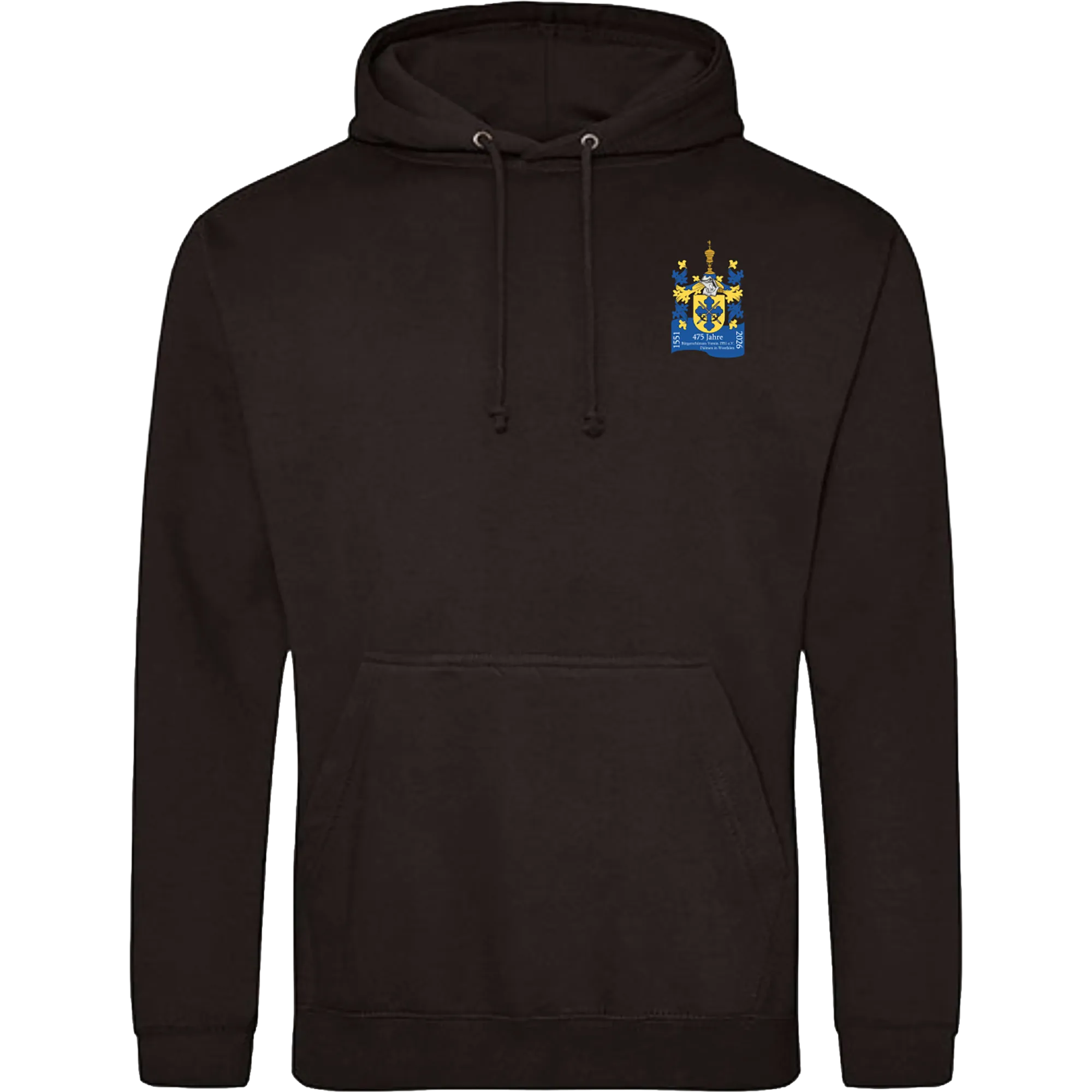BIGTIME Bürgerschützen | Hoodie Jubiäums Wappen schwarz Herren Front