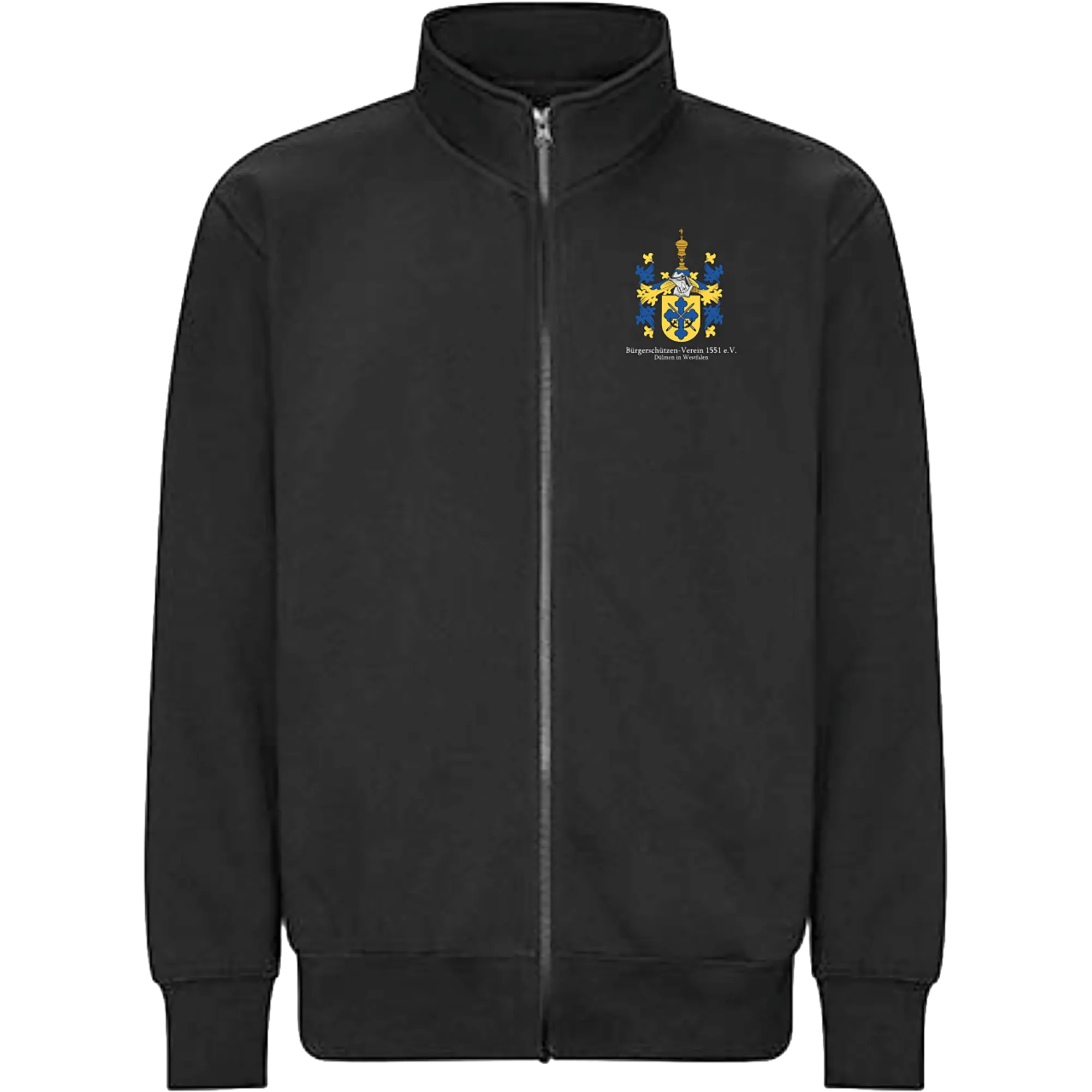 BIGTIME Bürgerschützen | Zip Sweat Jacke Wappen schwarz Unisex Front