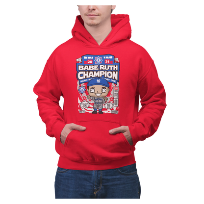 BIGTIME Comic Style Babe Ruth Hoodie Unisex rot Front 