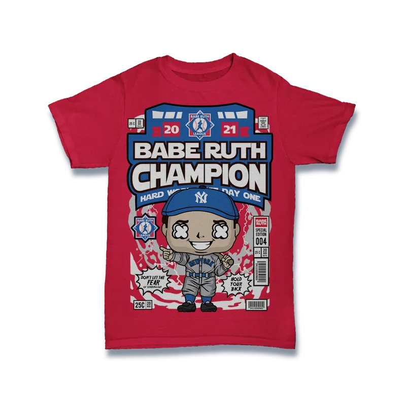 BIGTIME Comic Style Babe Ruth T-Shirt Unisex rot Front #farbe_rot