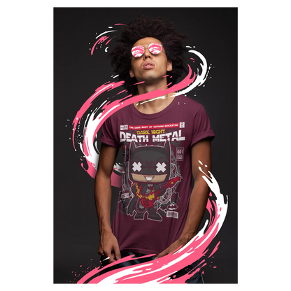 BIGTIME Comic Style Dark Knight Death Metal T-Shirt Unisex burgundy Front 