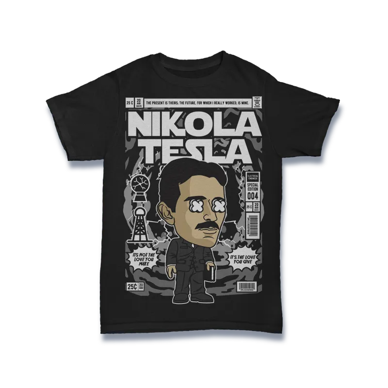 BIGTIME Comic Style Nikola Tesla T-Shirt Unisex default Front #farbe_default