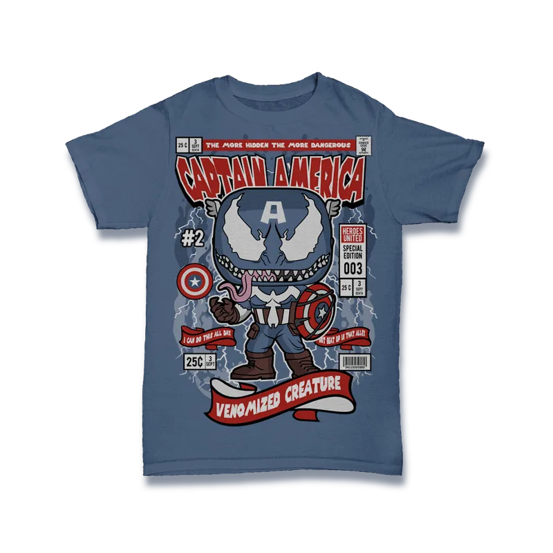 BIGTIME Comic Style Venom Captain America T-Shirt Unisex rot Front #farbe_rot