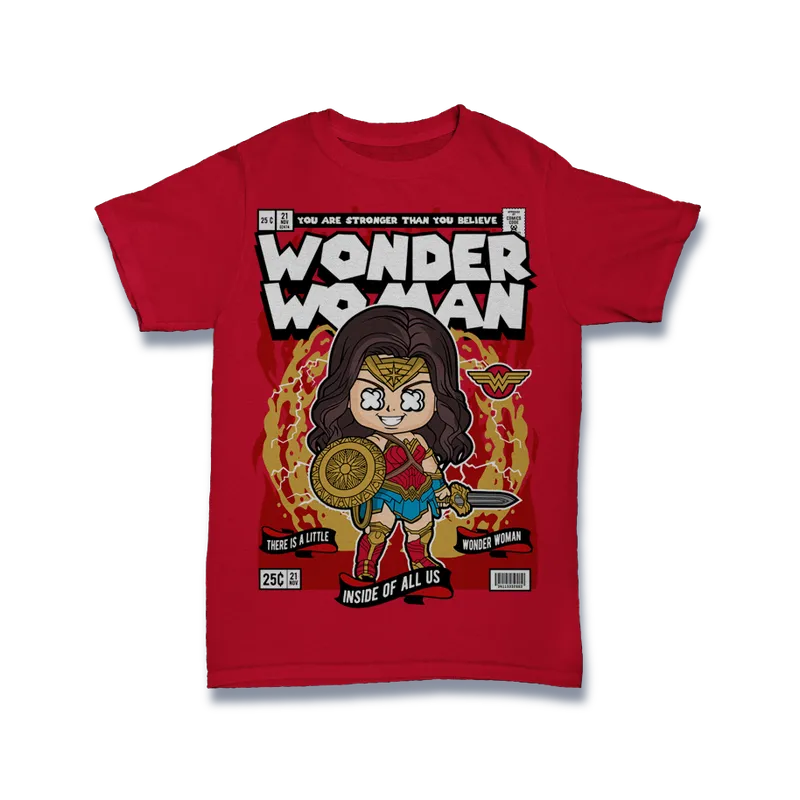 BIGTIME Comic Style Wonder Woman DC Comic T-Shirt Unisex rot Front #farbe_rot