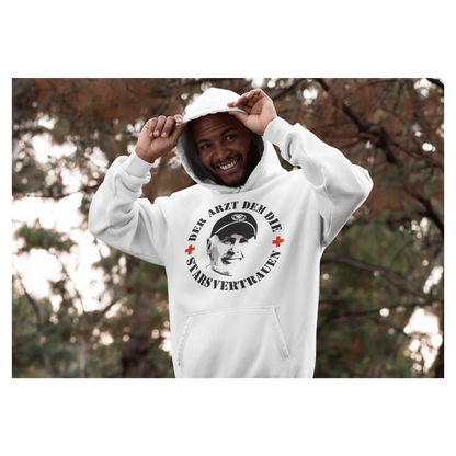 BIGTIME Dschungel Camp Dr. Bob Hoodie Unisex weiß Front 