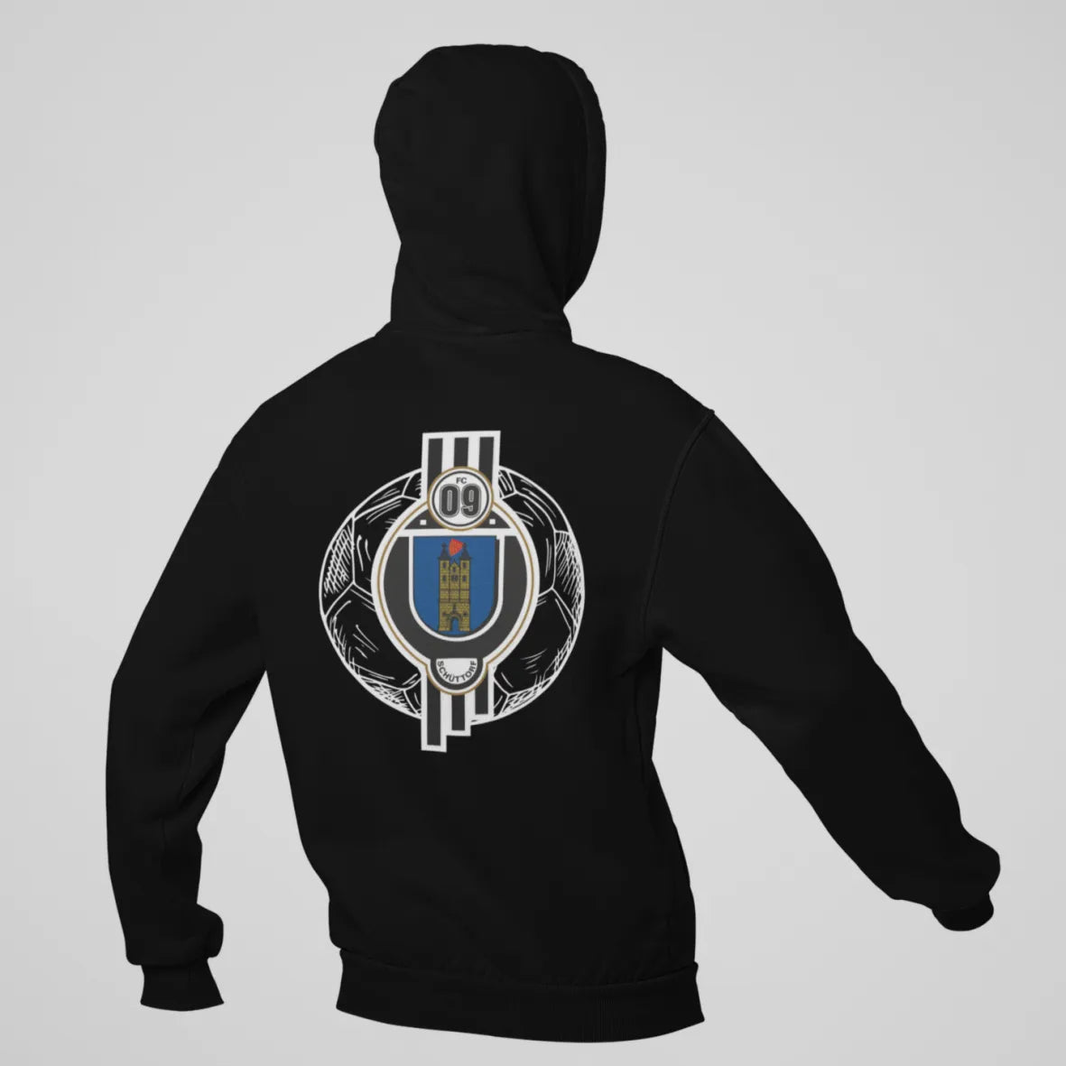 BIGTIME Hoodie - FC09 Logo-Fußball - Hoodie schwarz Front #farbe_schwarz