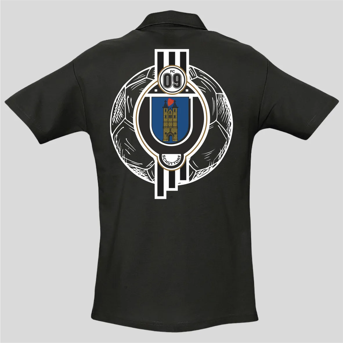 BIGTIME Poloshirt - FC09 Logo-Fußball - Herren schwarz Front #farbe_schwarz