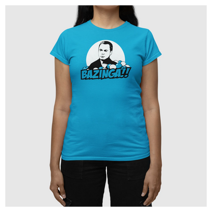 BIGTIME Filme & Serien Bazinga Sheldon Copper Design 2 T-Shirt Damen atoll Front 