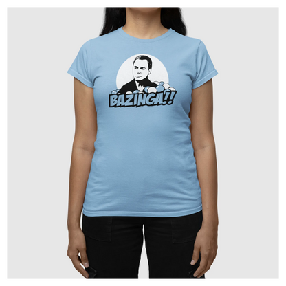 BIGTIME Filme & Serien Bazinga Sheldon Copper Design 2 T-Shirt Damen sky blue Front 