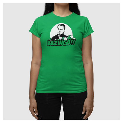 BIGTIME Filme & Serien Bazinga Sheldon Copper Nerd Shirt türkis T-Shirt Damen irish green Front 