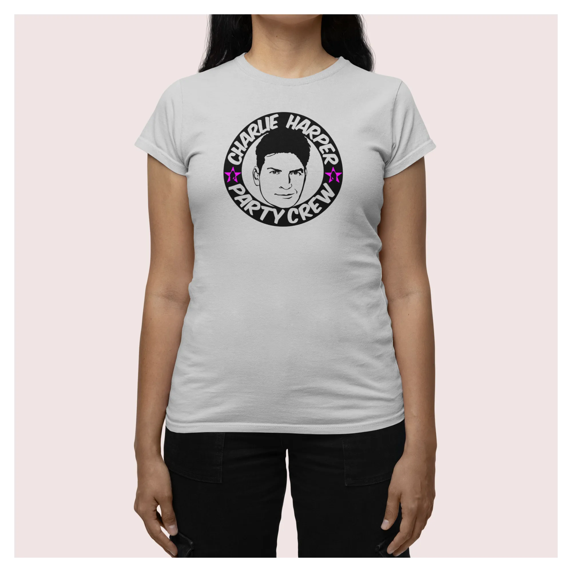 BIGTIME Filme & Serien Charlie Harper Design 1 T-Shirt Damen ash (heather) Front 