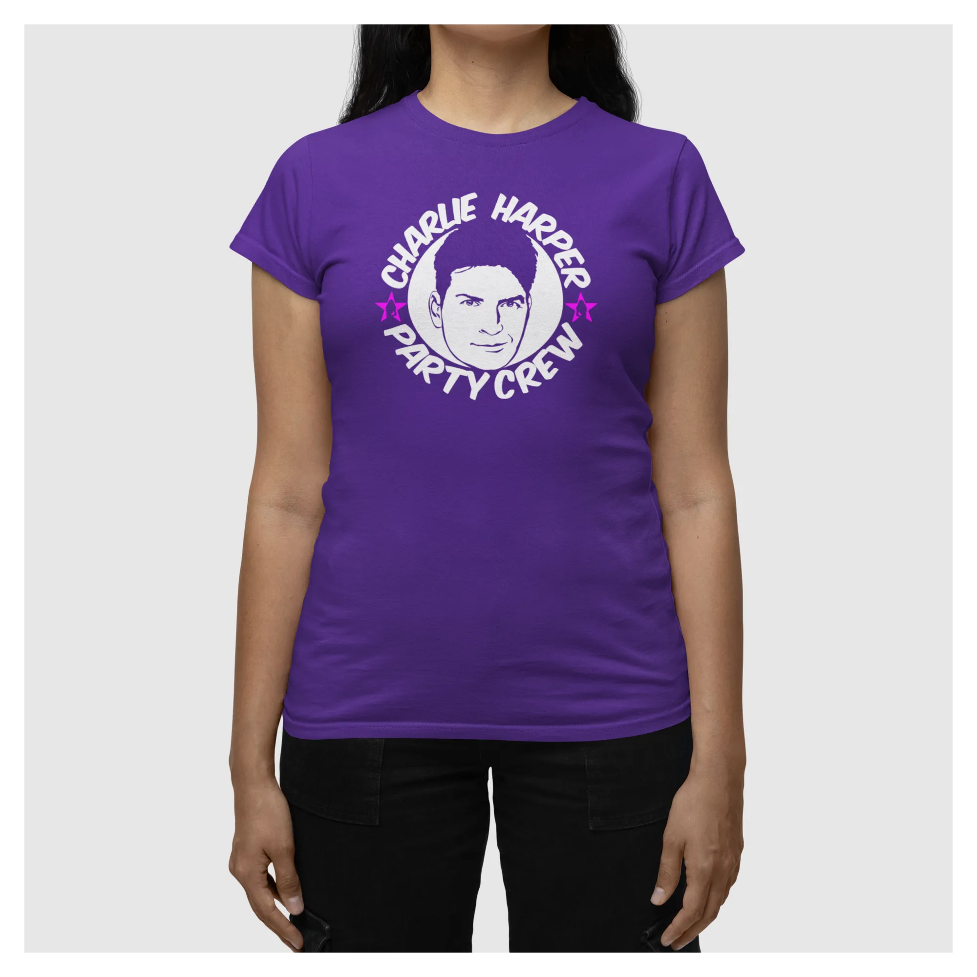 BIGTIME Filme & Serien Charlie Harper Party Crew Shirt lila T-Shirt Damen radiant purple Front 