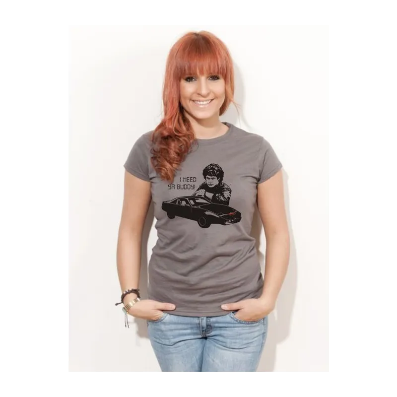 BIGTIME Filme & Serien David Hasselhoff Knight Rider Serienshirt anthrazit T-Shirt Damen anthrazit Front #farbe_anthrazit