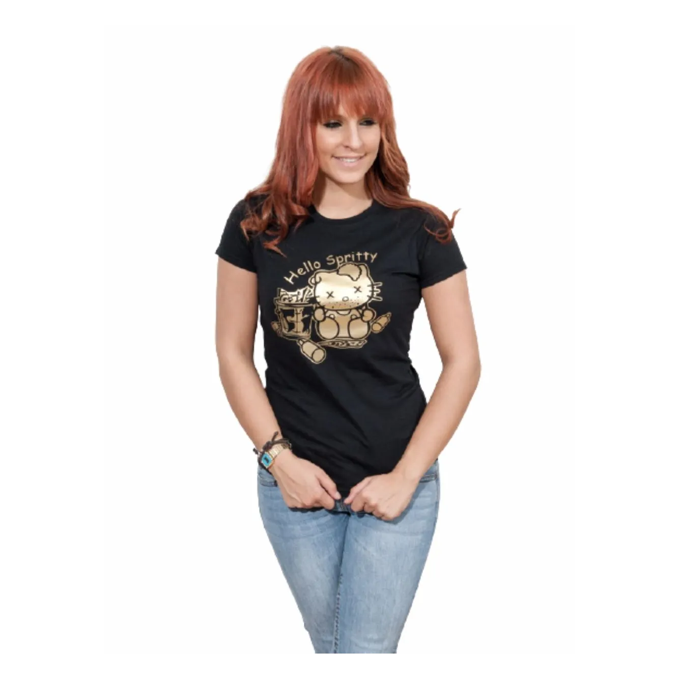 BIGTIME Filme & Serien Hello Spritty T-Shirt Damen schwarz Front #farbe_schwarz