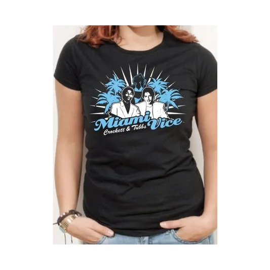 BIGTIME Filme & Serien T-Shirt Miami Vice schwarz Damen schwarz Front #farbe_schwarz