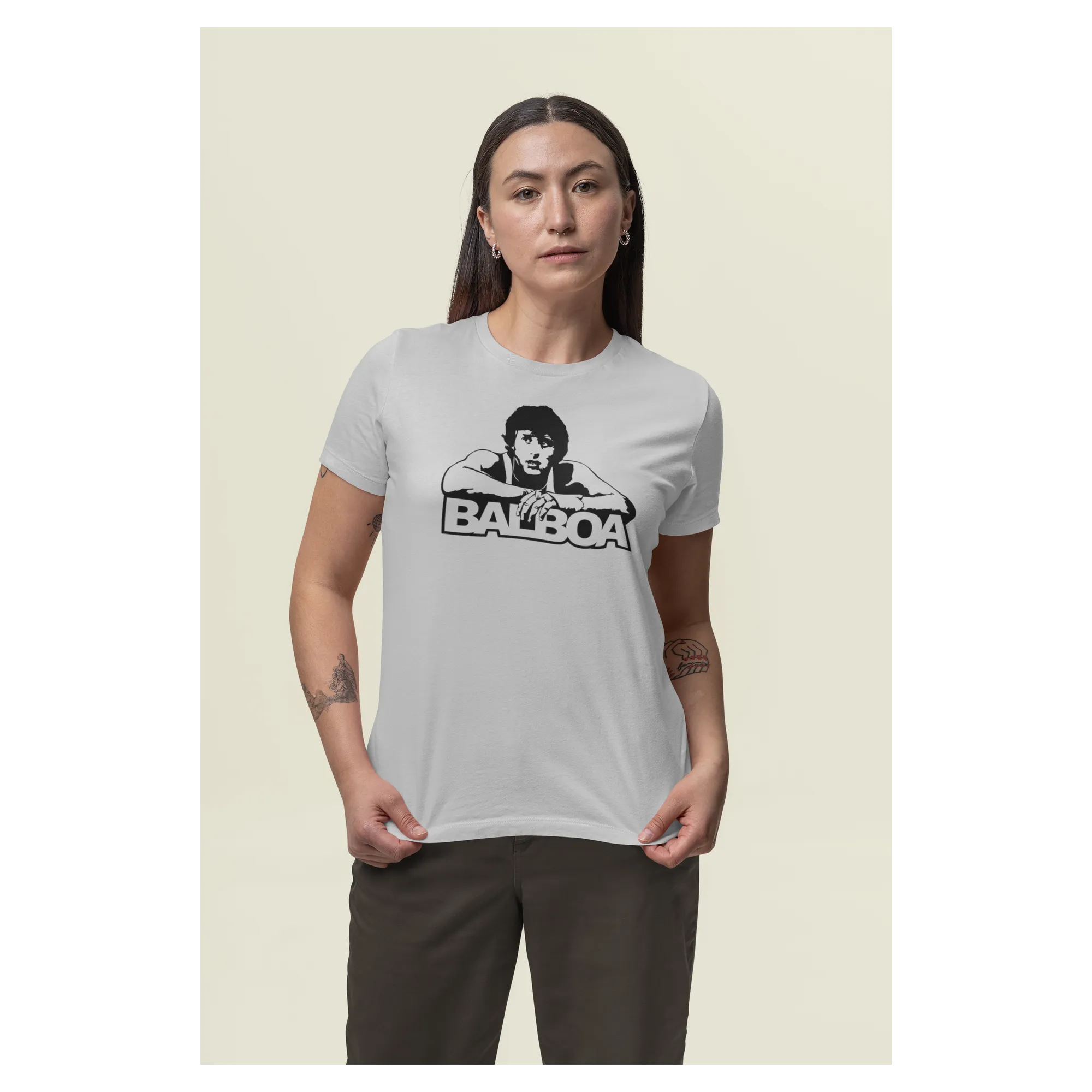 BIGTIME Filme & Serien T-Shirt Rocky Balboa Design 1 Damen Graumeliert Front 