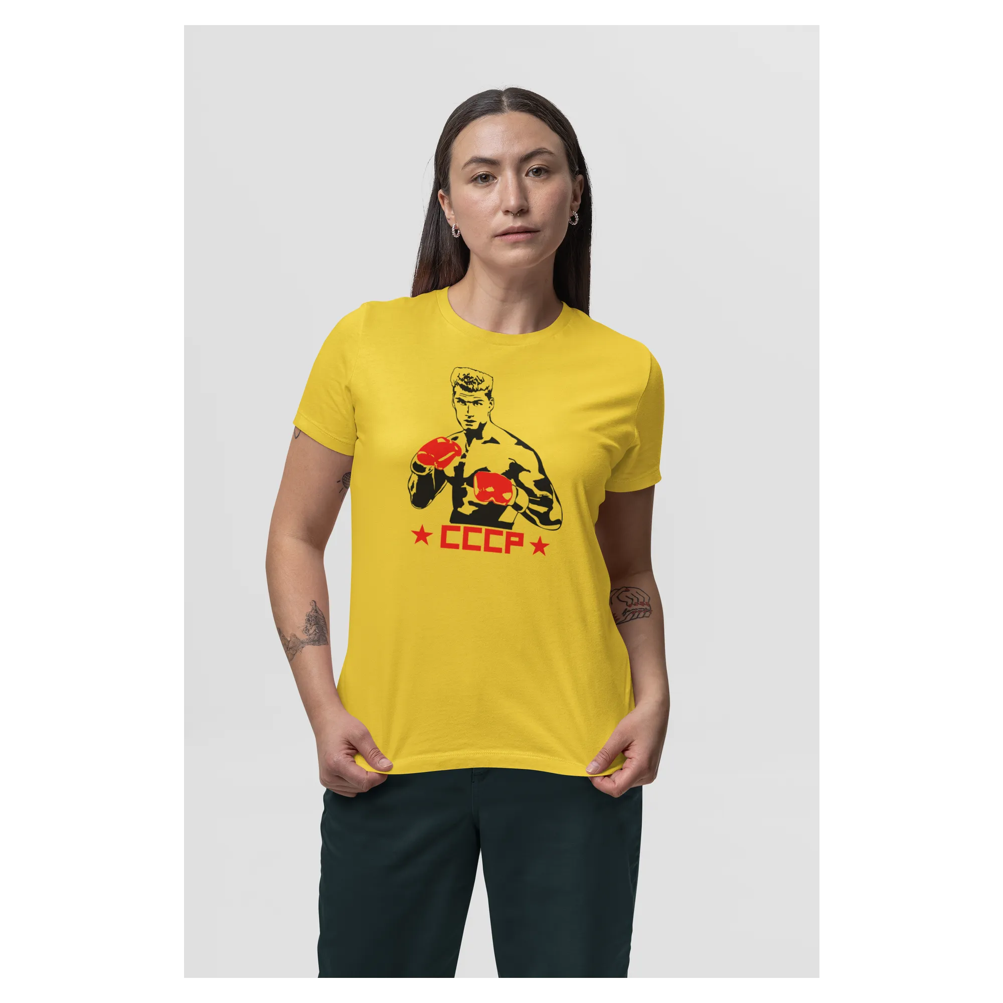 BIGTIME Filme & Serien T-Shirt Rocky Ivan Drago Design 1 Damen gold Front 