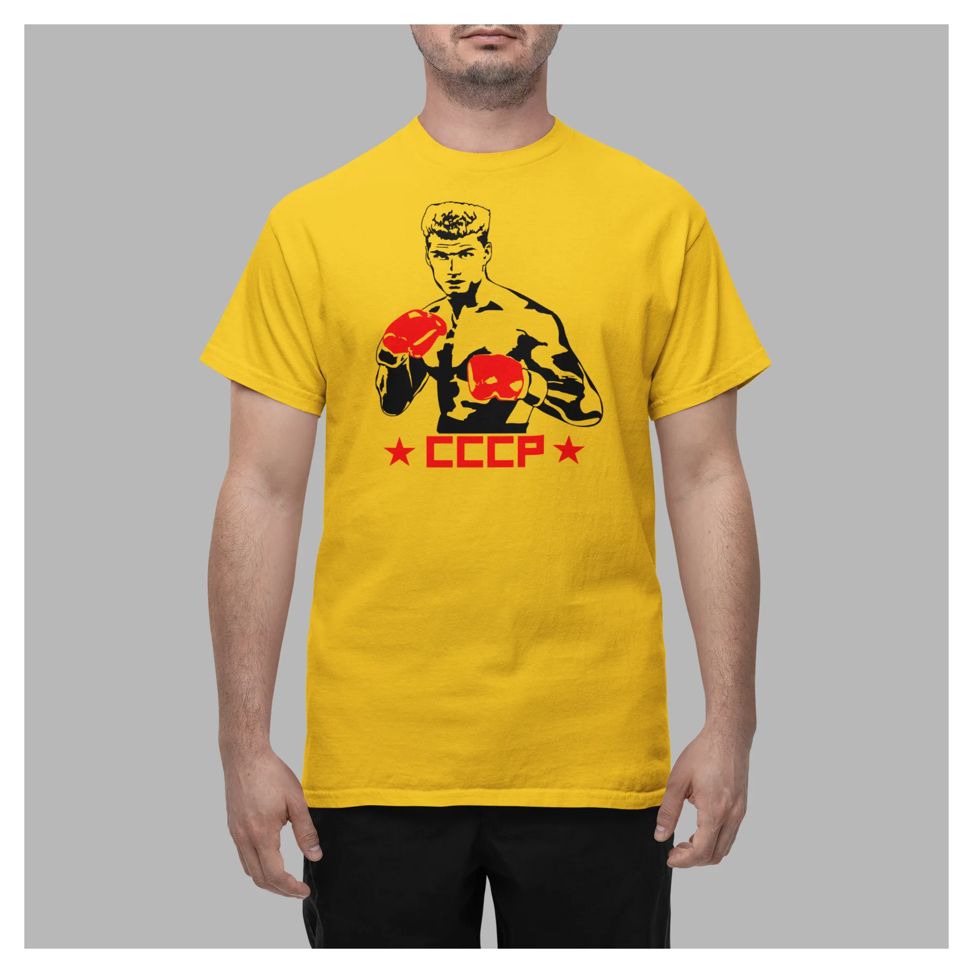 BIGTIME Filme & Serien T-Shirt Rocky Ivan Drago Design 1 Herren gold Front 