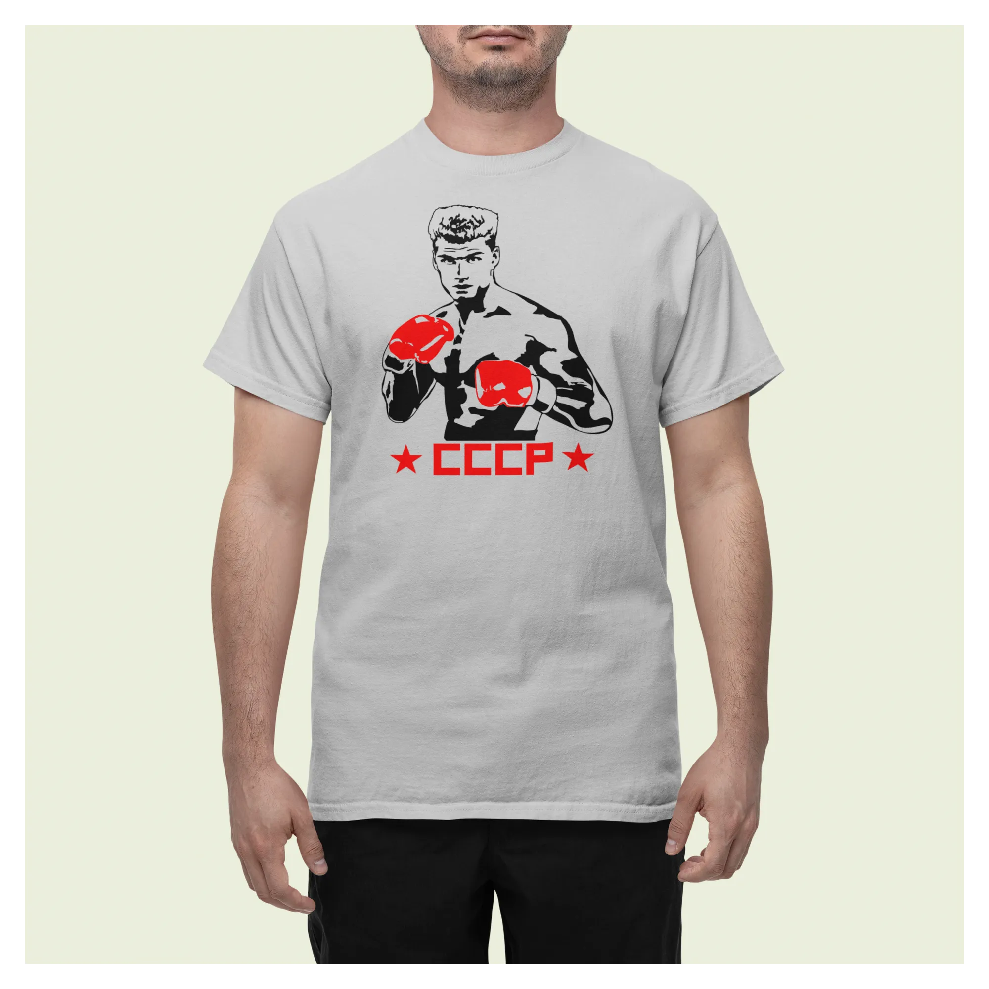 BIGTIME Filme & Serien T-Shirt Rocky Ivan Drago Design 1 Herren grau Front #farbe_grau