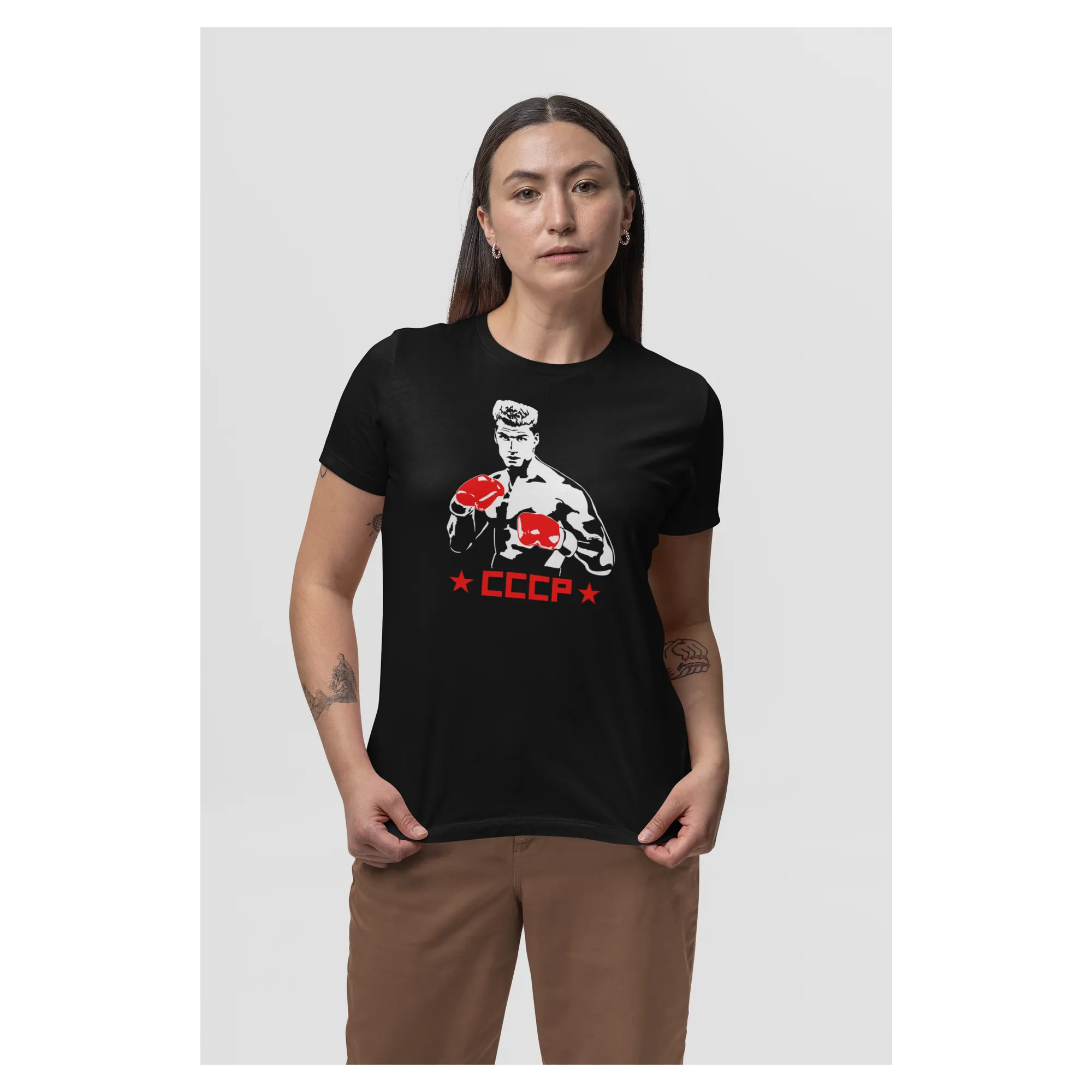 BIGTIME Filme & Serien T-Shirt Rocky Ivan Drago Design 2 Damen schwarz Front #farbe_schwarz