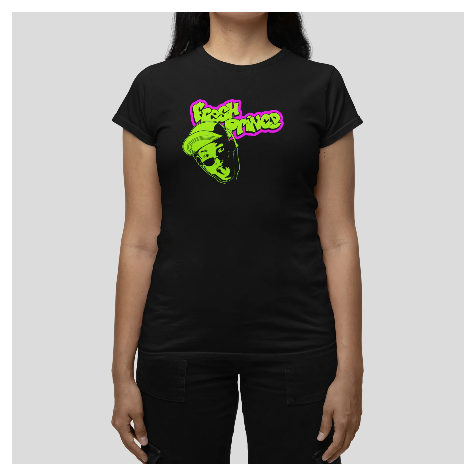 BIGTIME Filme & Serien Will Smith Fresh Prince Serien Shirt schwarz T-Shirt Damen schwarz Front #farbe_schwarz