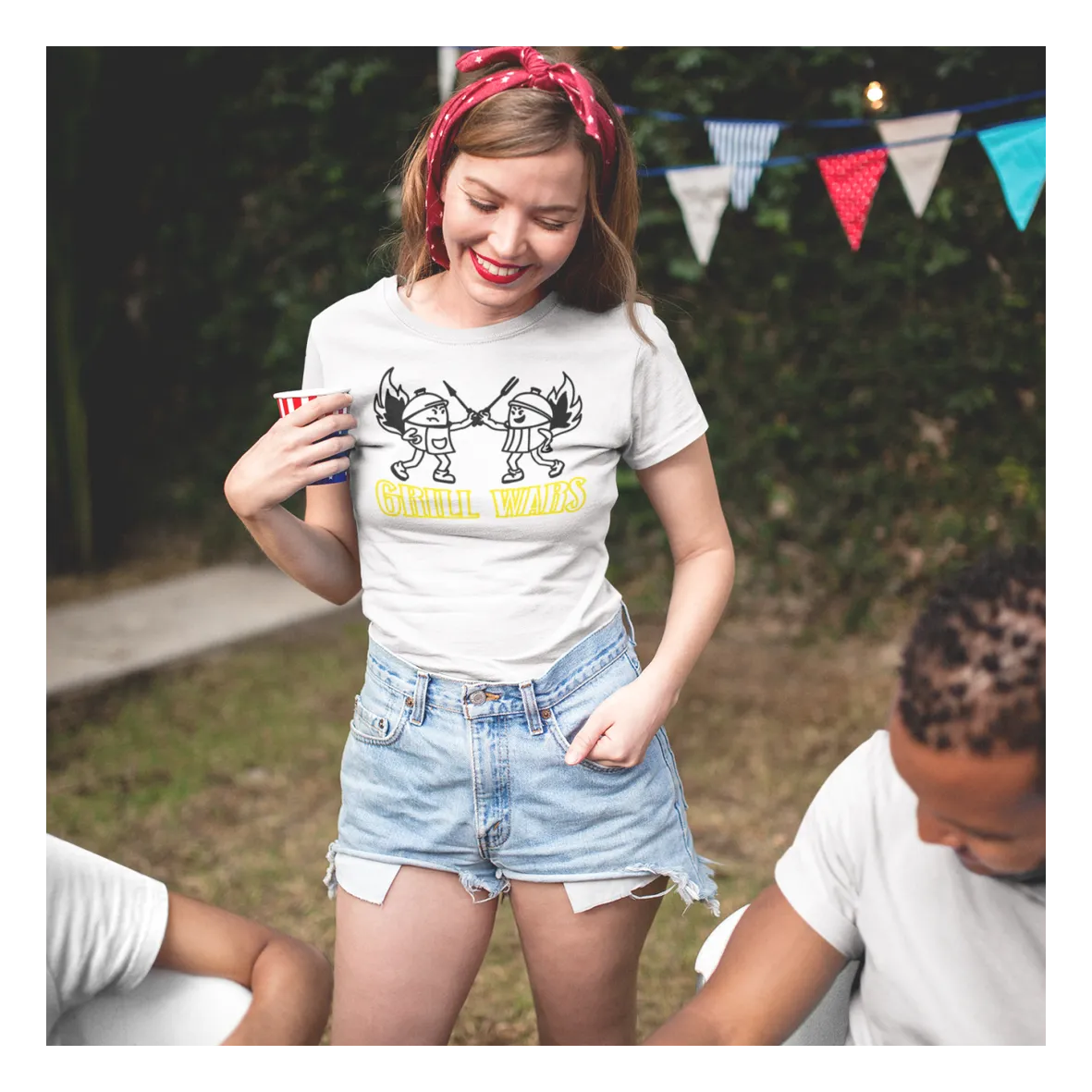 BIGTIME Grillen Grill Wars T-Shirt Unisex Weiß Front #farbe_weiss