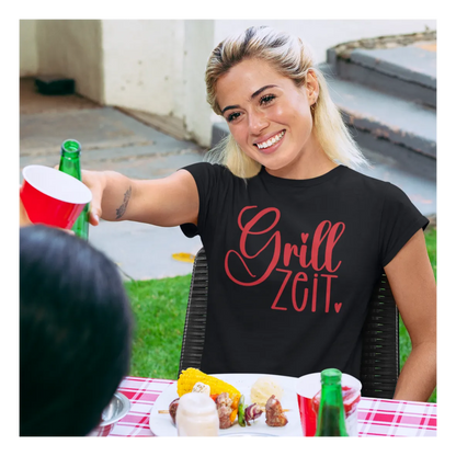 BIGTIME Grillen Grill Zeit T-Shirt Kinder Schwarz / Rot Front 