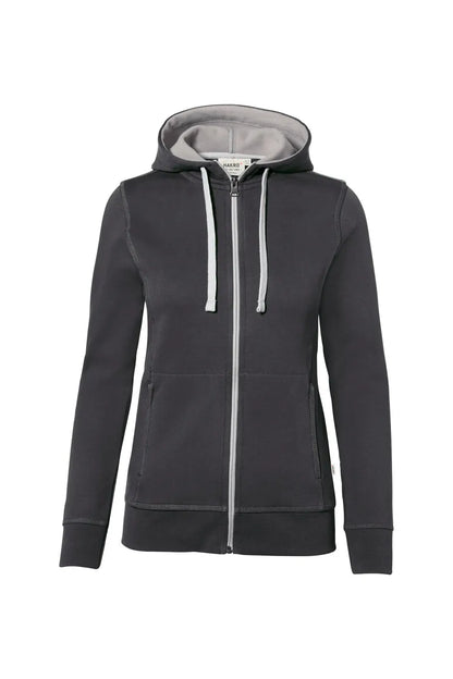 Hakro Kapuzenjacke Bonded ECO Damen karbongrau-silber Front 
