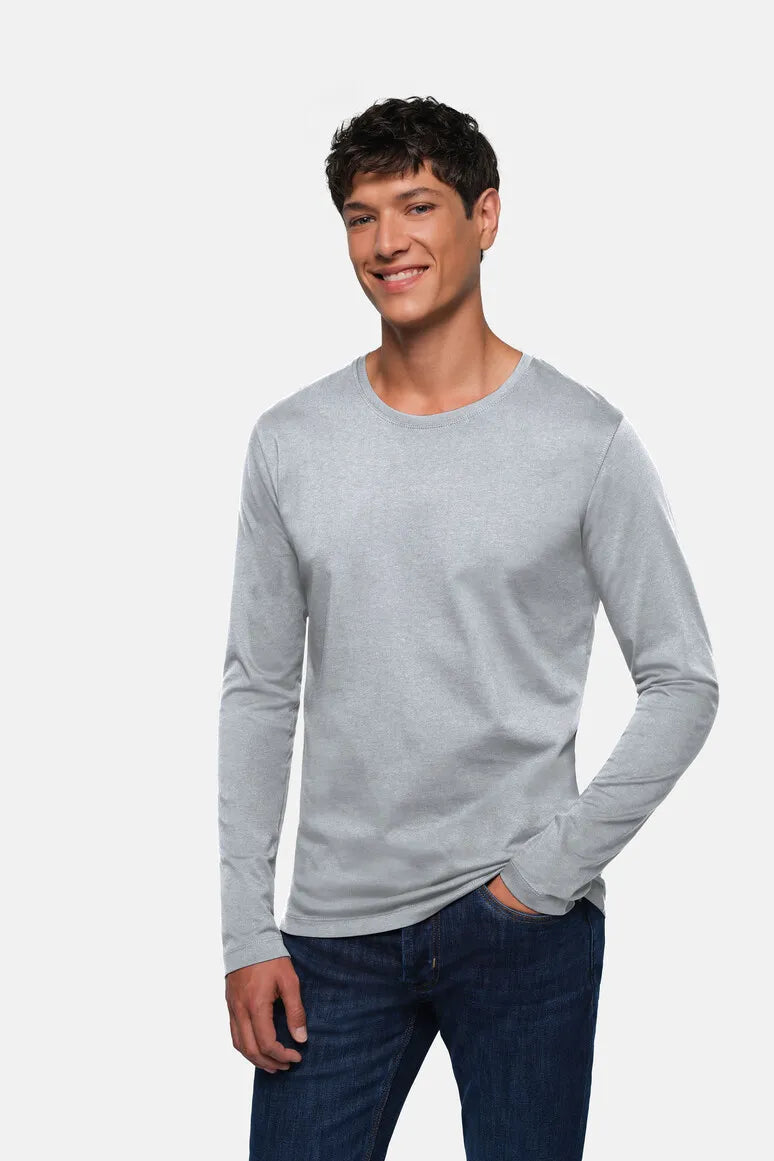 Hakro Longsleeve Heavy Herren grau-meliert Lifestyle 