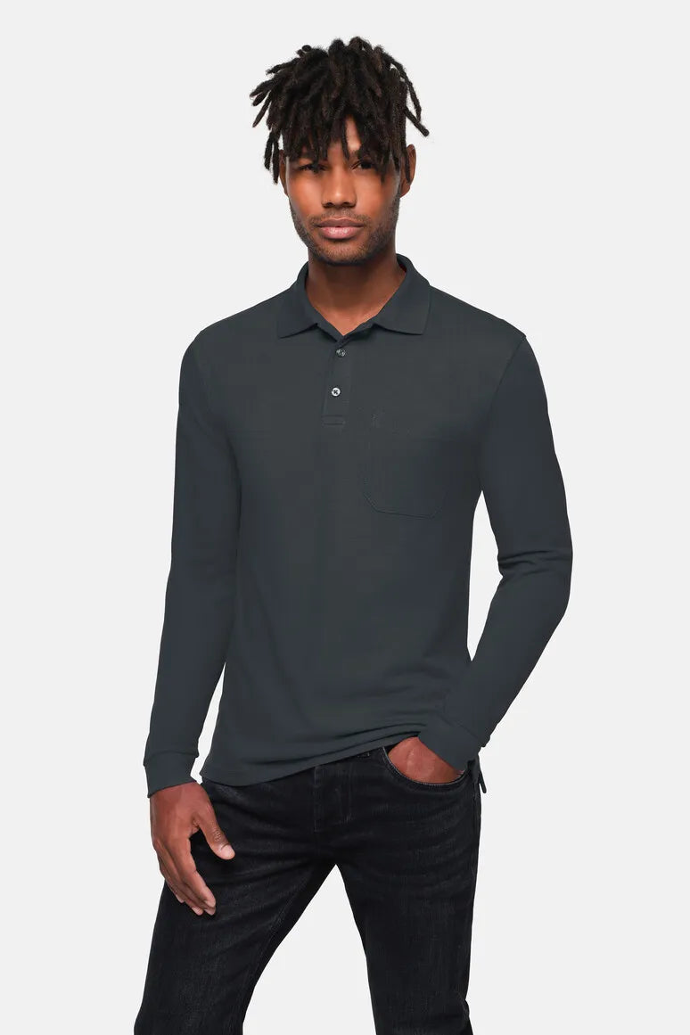 Hakro Pocket-Longsleeve-Poloshirt MIKRALINAR ECO Unisex anthrazit Lifestyle 