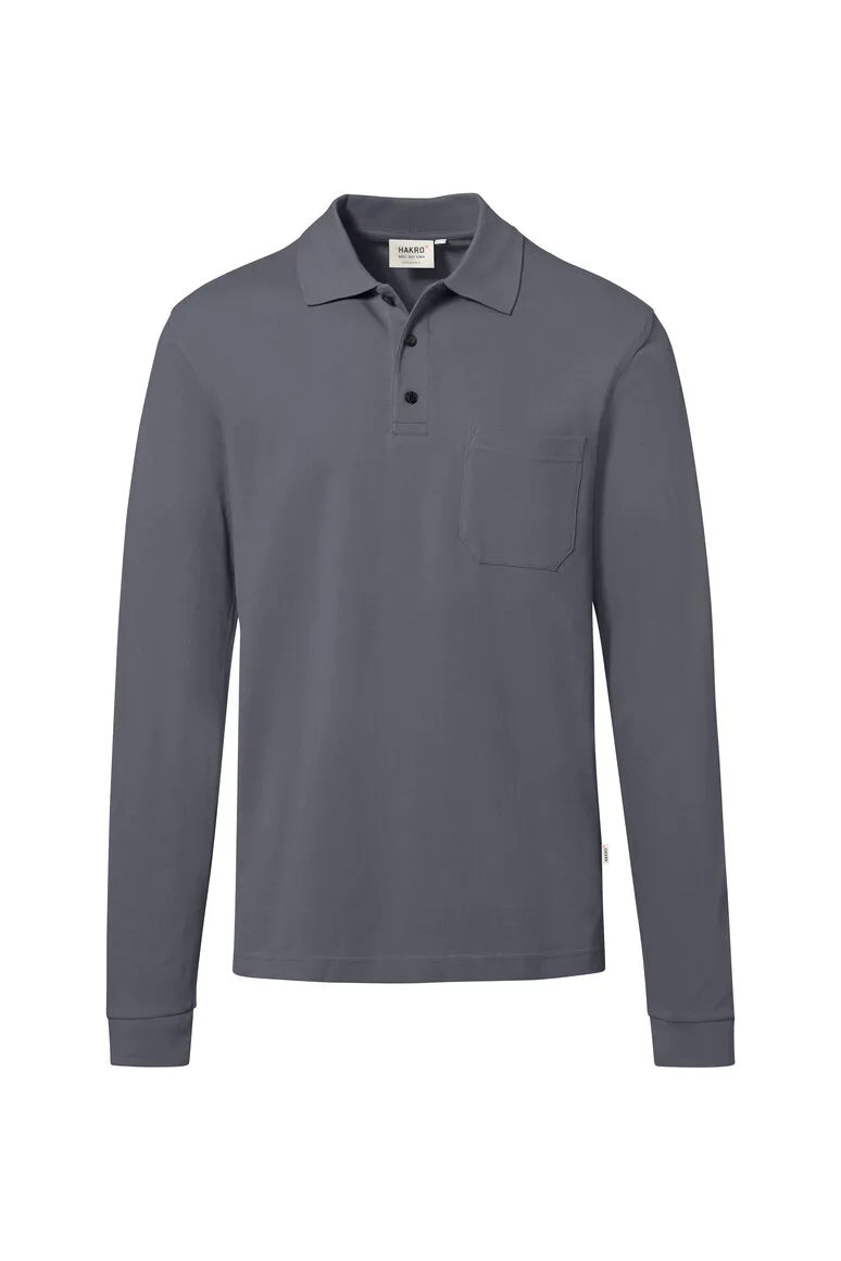 Hakro Pocket-Longsleeve-Poloshirt MIKRALINAR ECO Unisex anthrazit Front 