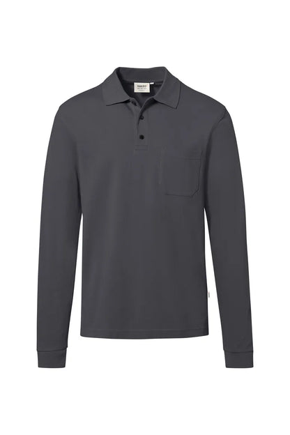 Hakro Pocket-Longsleeve-Poloshirt MIKRALINAR ECO Unisex karbongrau Front 