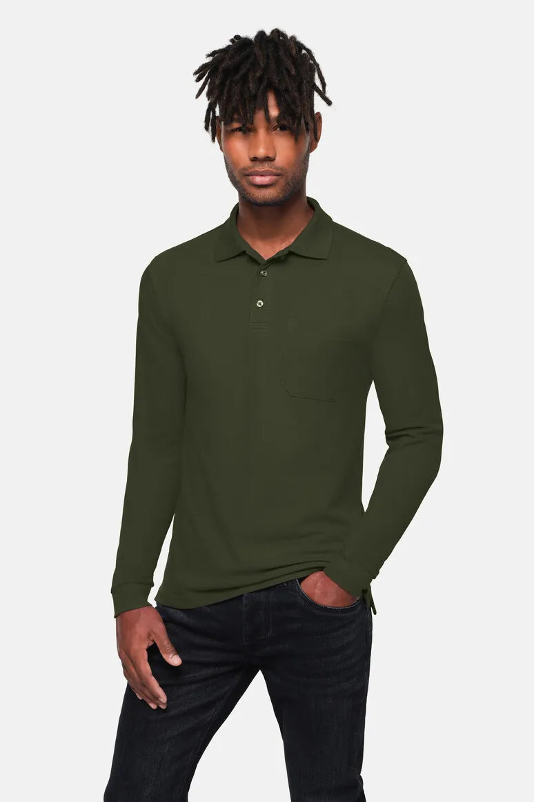 Hakro Pocket-Longsleeve-Poloshirt MIKRALINAR ECO Unisex olive Lifestyle 