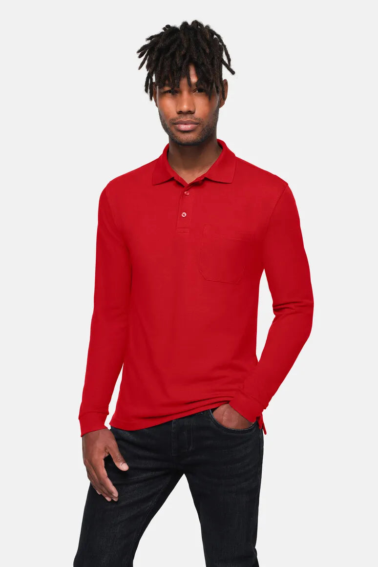 Hakro Pocket-Longsleeve-Poloshirt MIKRALINAR ECO Unisex rot Lifestyle 