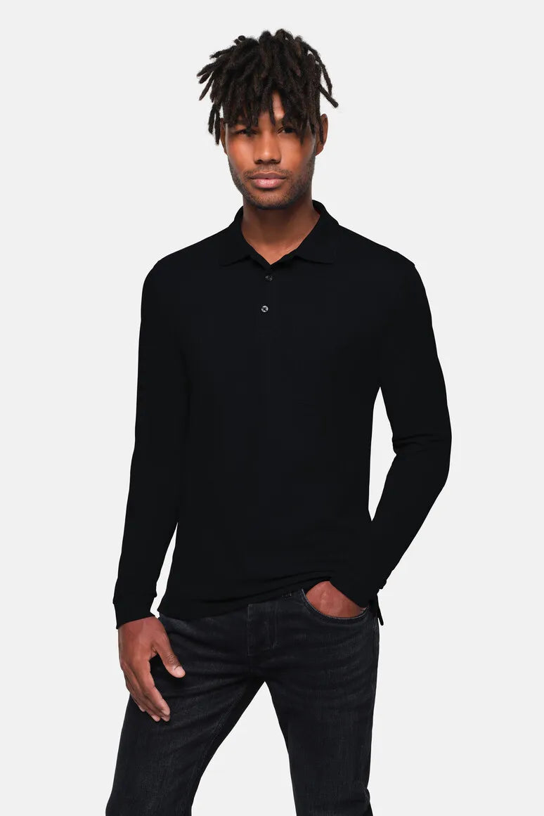 Hakro Pocket-Longsleeve-Poloshirt MIKRALINAR ECO Unisex schwarz Lifestyle 