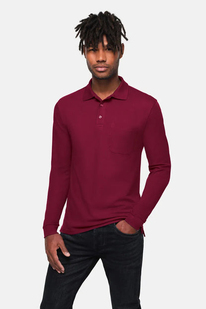 Hakro Pocket-Longsleeve-Poloshirt MIKRALINAR ECO Unisex weinrot Lifestyle 