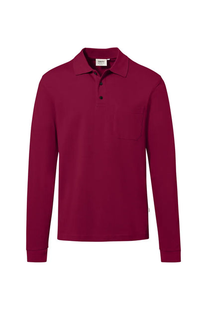 Hakro Pocket-Longsleeve-Poloshirt MIKRALINAR ECO Unisex weinrot Front 
