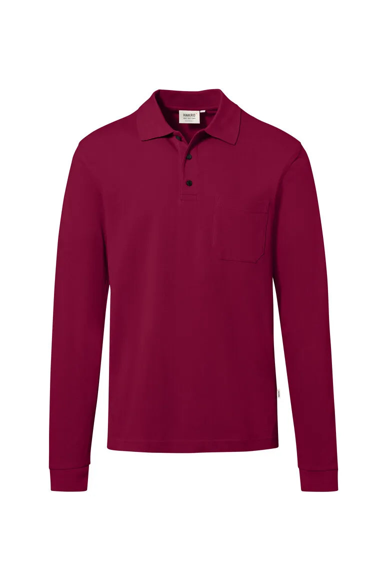 Hakro Pocket-Longsleeve-Poloshirt MIKRALINAR ECO Unisex weinrot Front 