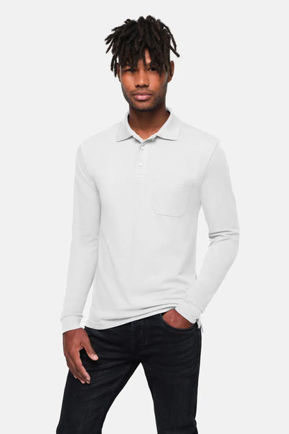 Hakro Pocket-Longsleeve-Poloshirt MIKRALINAR ECO Unisex weiss Lifestyle 