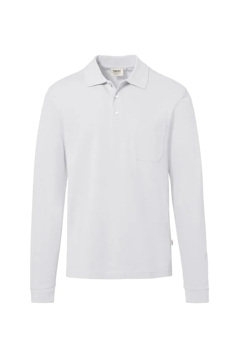 Hakro Pocket-Longsleeve-Poloshirt MIKRALINAR ECO Unisex weiss Front 
