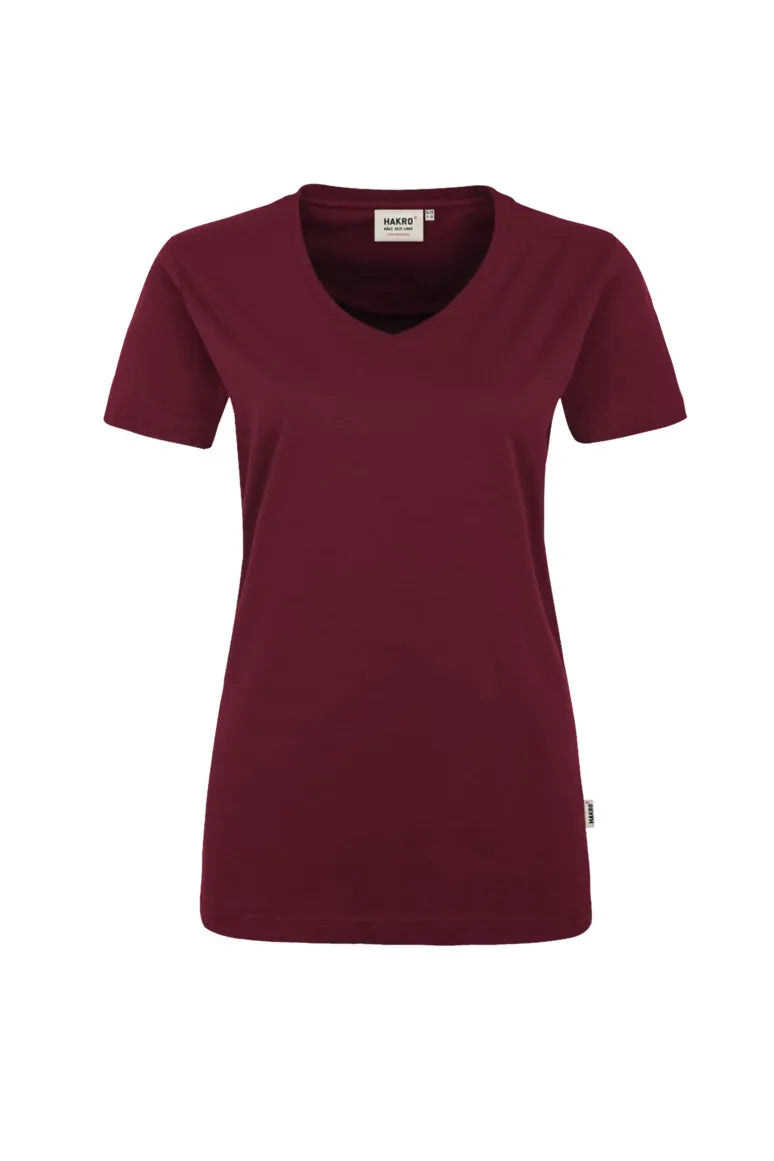 Hakro V-Shirt MIKRALINAR Damen weinrot Front 