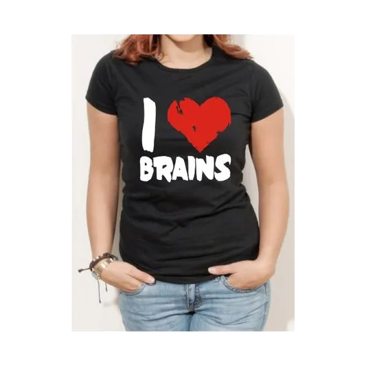 BIGTIME Halloween I Love Brains T-Shirt Damen schwarz Front #farbe_schwarz