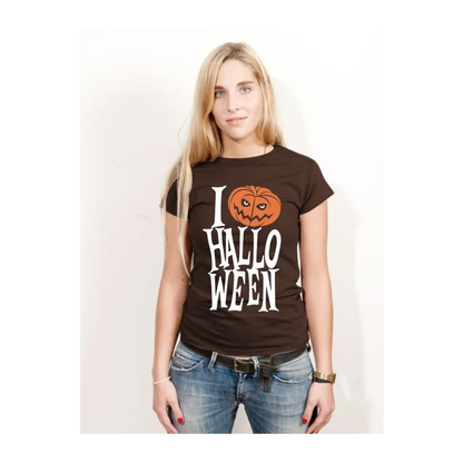 BIGTIME Halloween I Love Halloween T-Shirt Damen weiss Front 