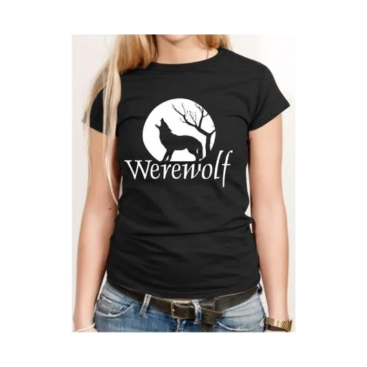 BIGTIME Halloween Werwolf T-Shirt Damen schwarz Front #farbe_schwarz