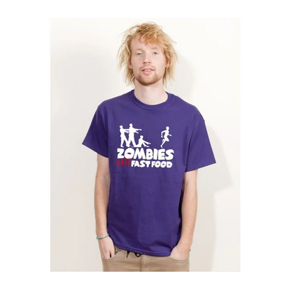 BIGTIME Halloween Zombies Hate Fast Food T-Shirt Herren purple Front 