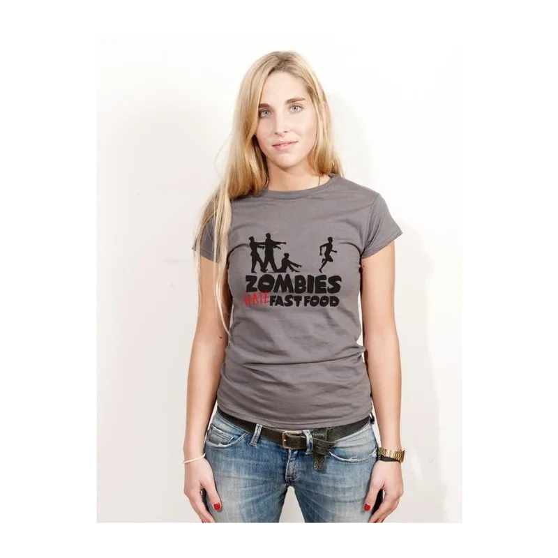 BIGTIME Halloween Zombies hates Fast Food T-Shirt Damen purple Front 