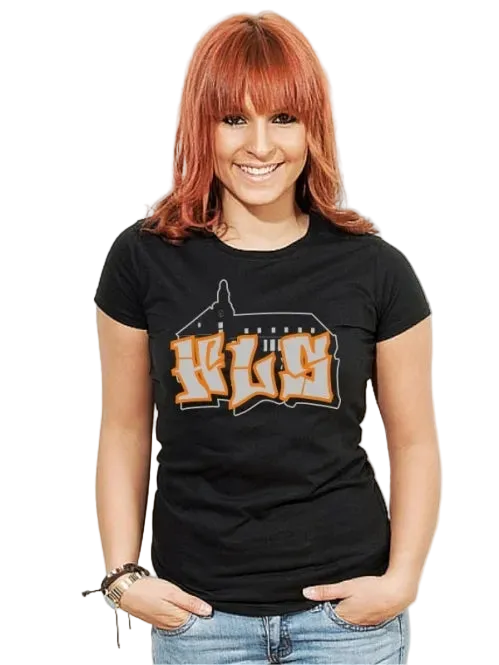 BIGTIME HLS SCHULSHIRT Damen Druck orange / grau
