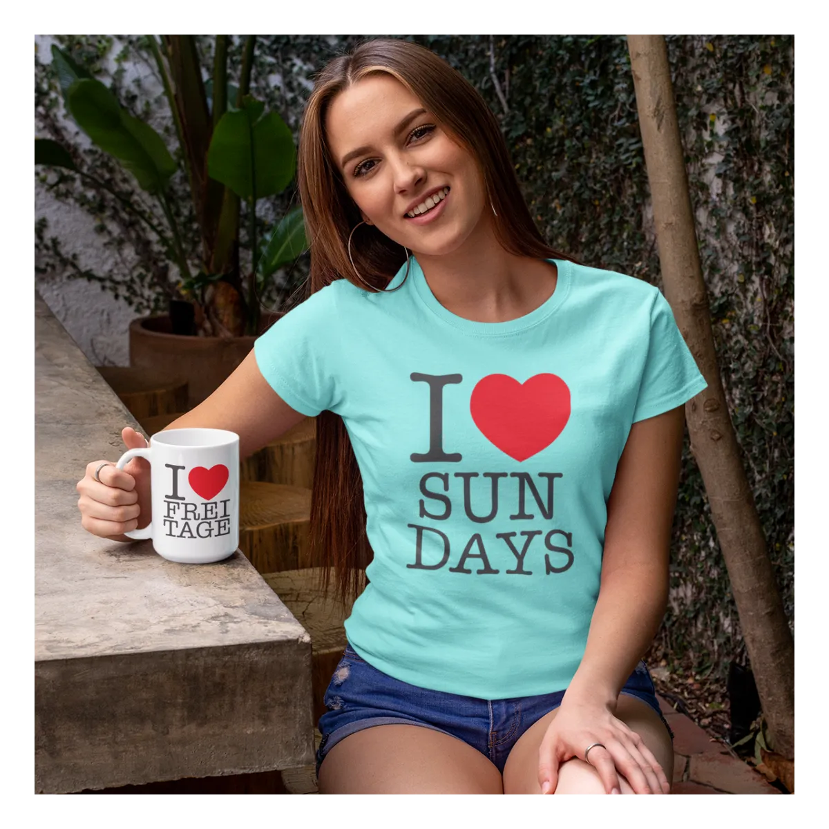BIGTIME I Love I ♥ Sundays T-Shirt Unisex Front